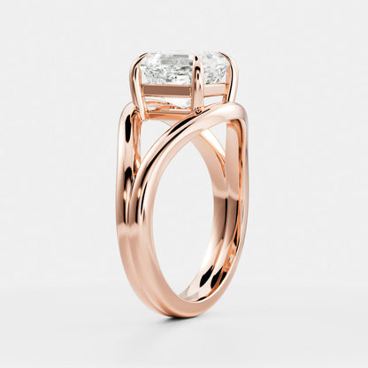 Asscher Cut Lab Grown Diamond Ring in Rose Gold