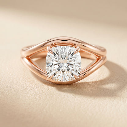 Cushion Cut Lab Grown Diamond Ring in Rose Gold