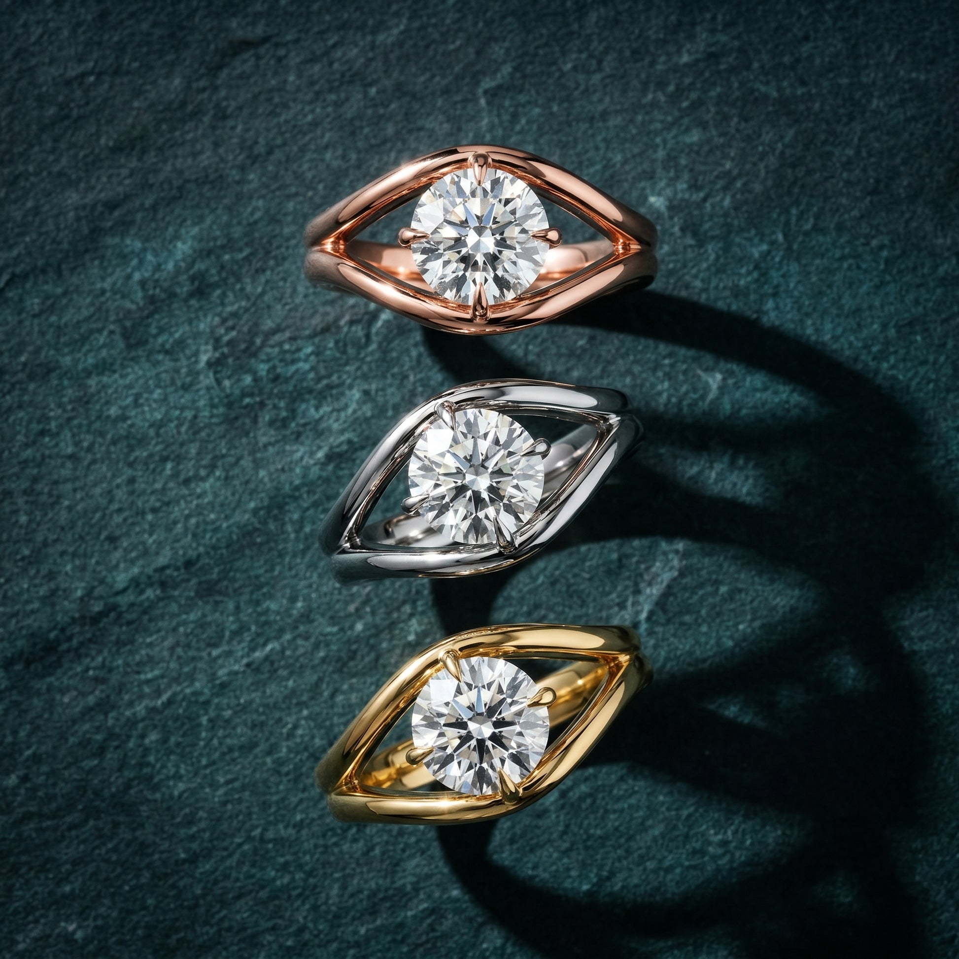 Round Cut Lab Grown Diamond Ring in Yellow Gold
