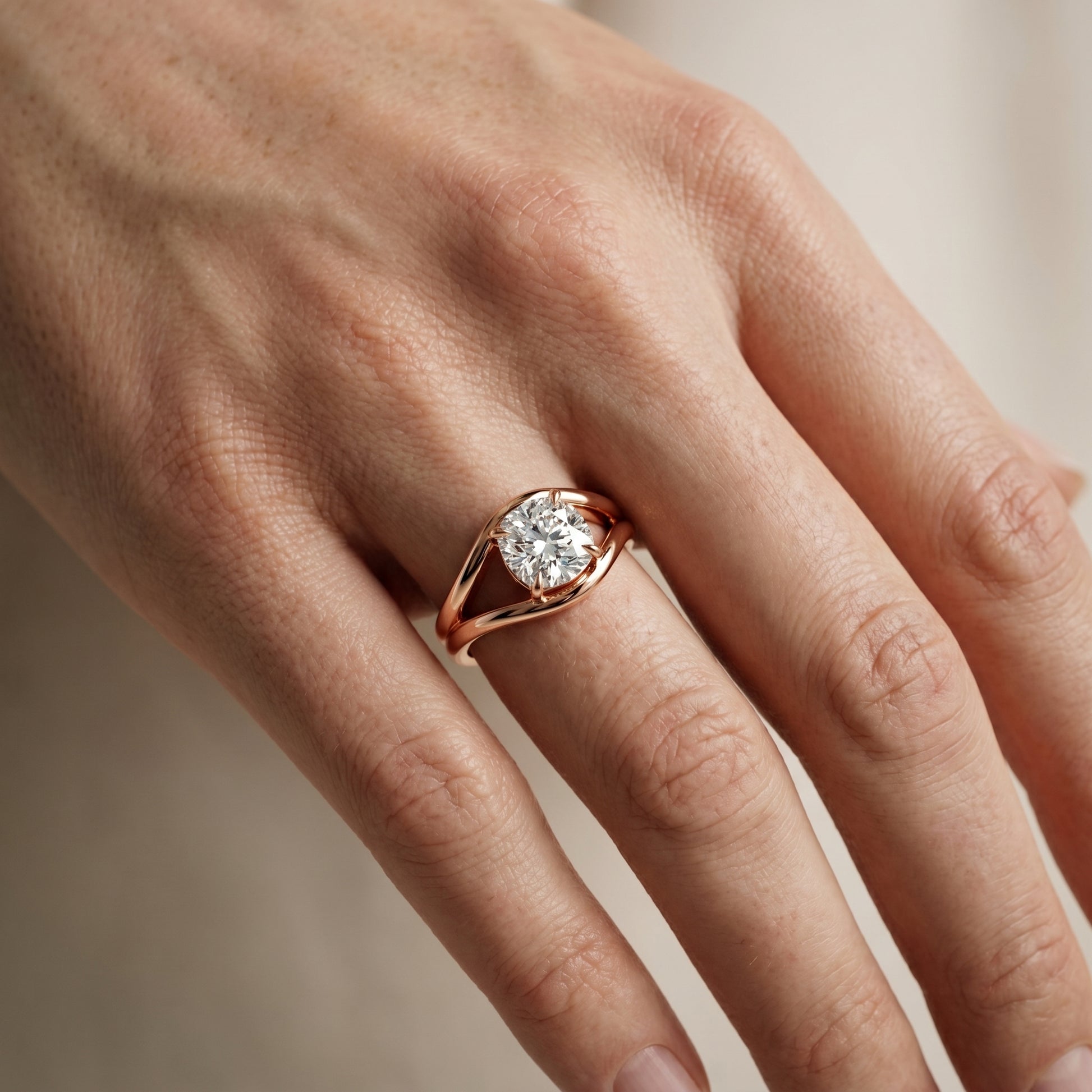 Cushion Cut Lab Grown Diamond Ring in Rose Gold