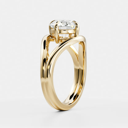 Round Cut Lab Grown Diamond Ring in Yellow Gold