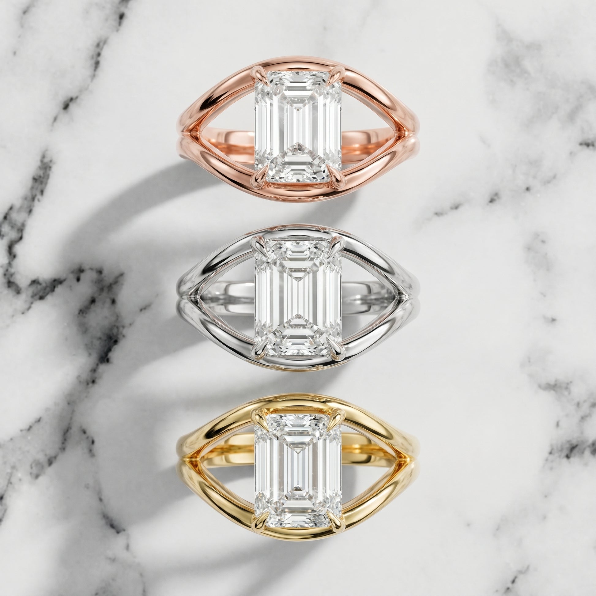 Emerald Cut Lab Grown Diamond Ring in Rose Gold