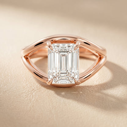 Emerald Cut Lab Grown Diamond Ring in Rose Gold