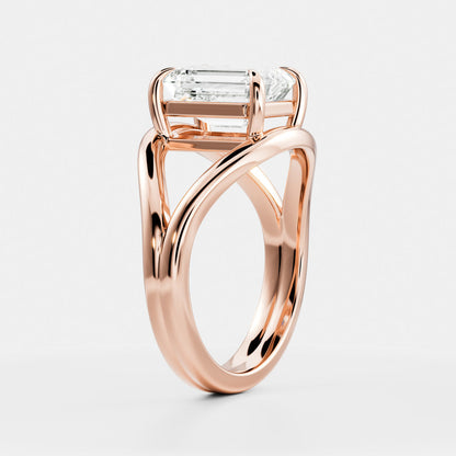 Emerald Cut Lab Grown Diamond Ring in Rose Gold