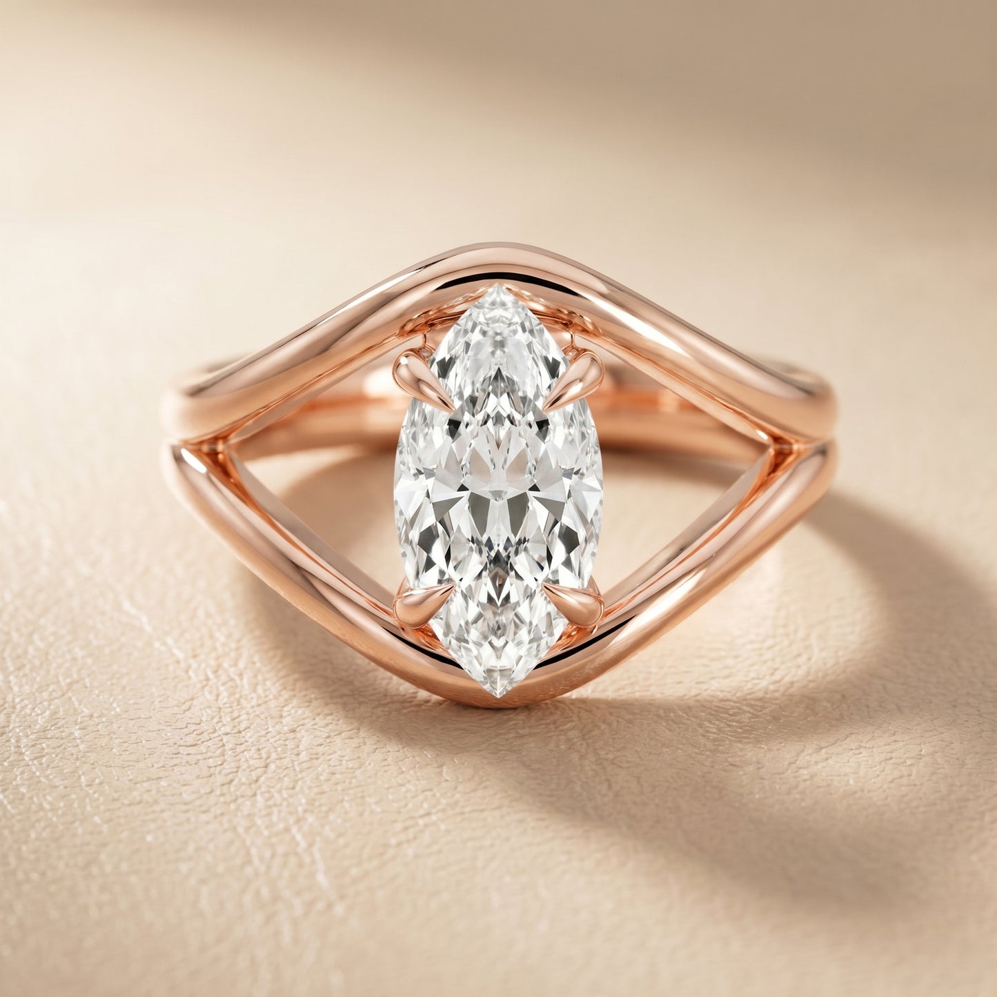 Marquise Cut Lab Grown Diamond Ring in Rose Gold