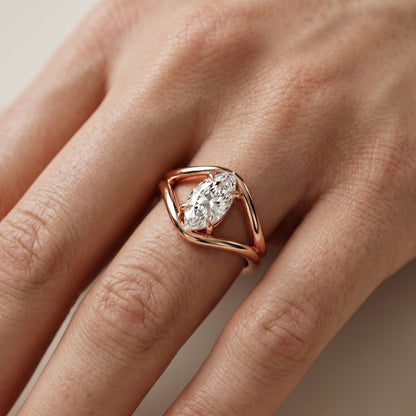 Marquise Cut Lab Grown Diamond Ring in Rose Gold