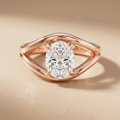 Oval Cut Lab Grown Diamond Ring in Rose Gold