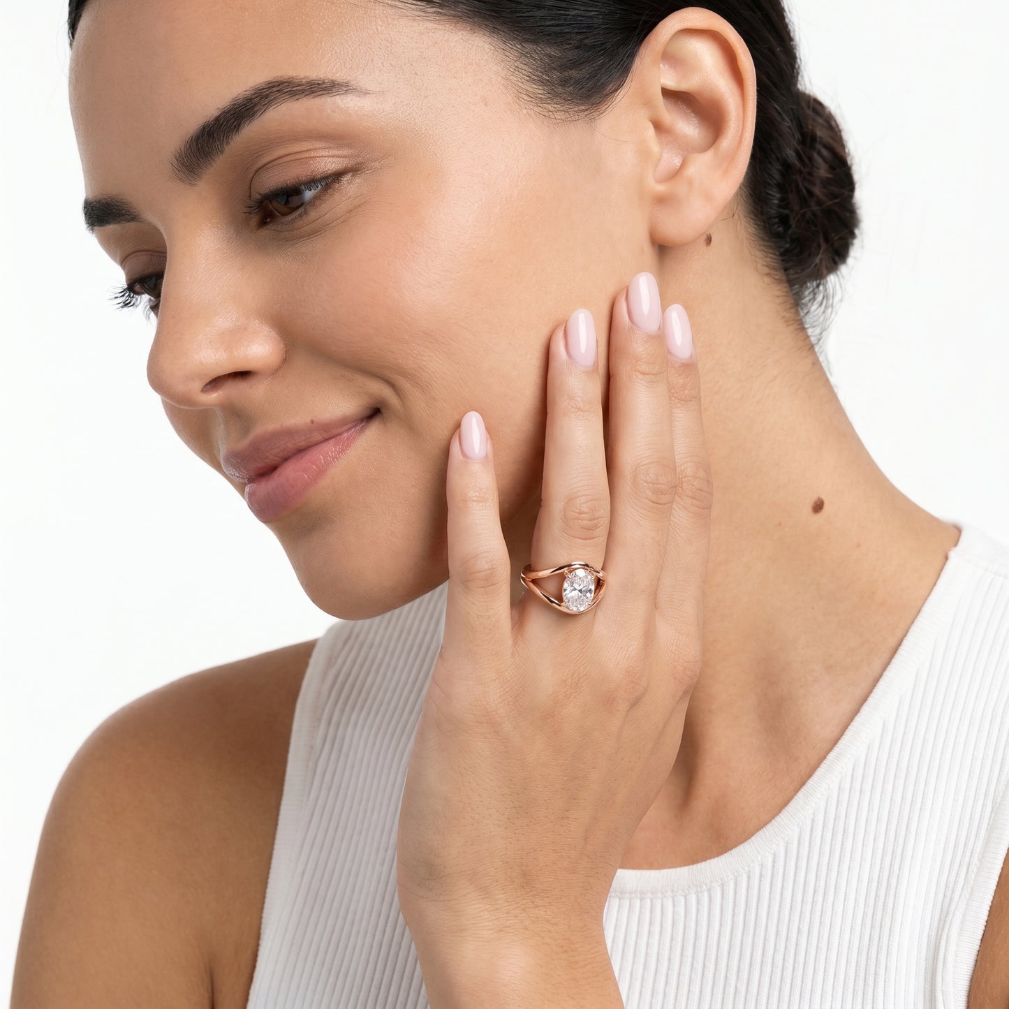 Oval Cut Lab Grown Diamond Ring in Rose Gold