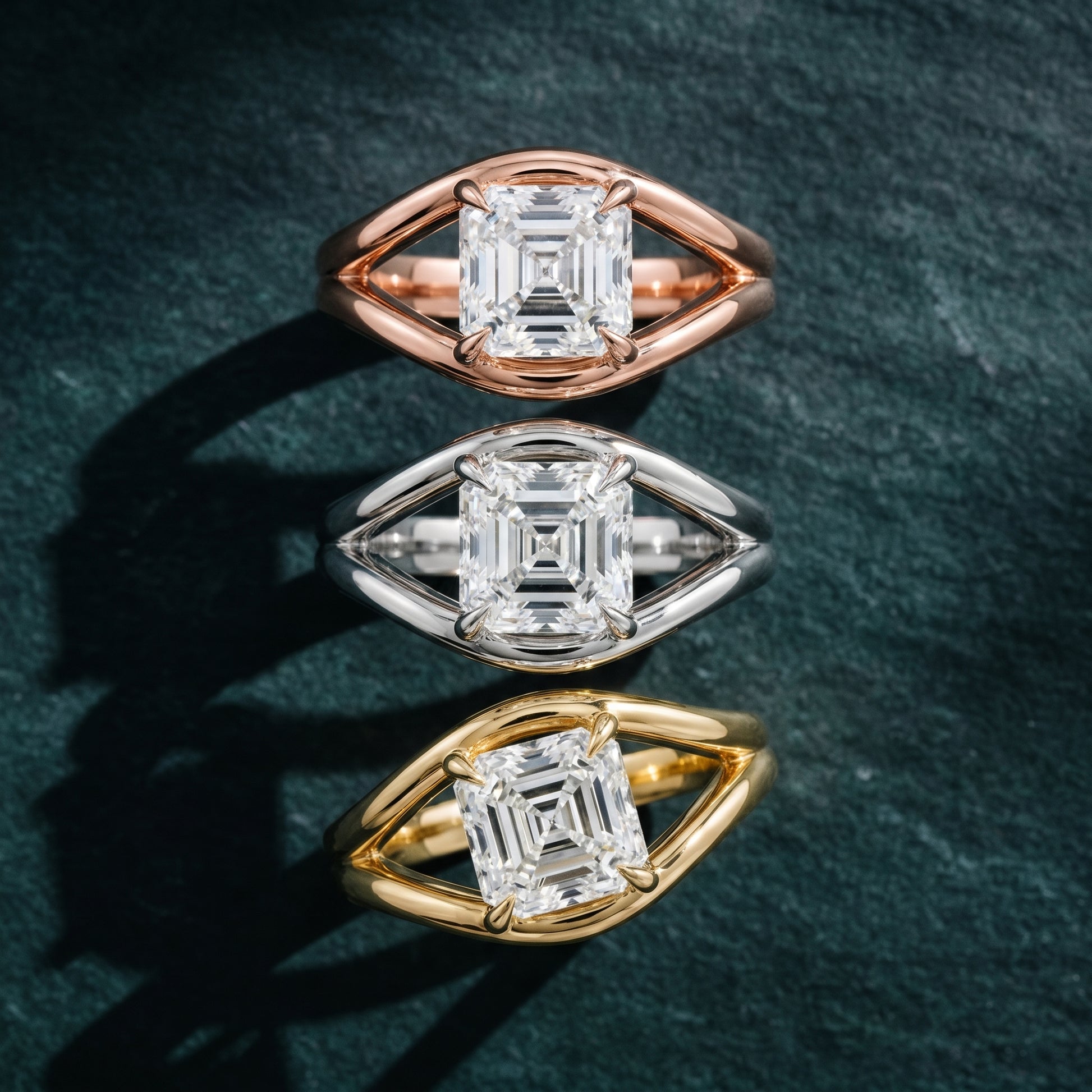 Asscher Cut Lab Grown Diamond Ring in Silver