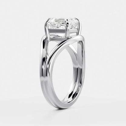 Asscher Cut Lab Grown Diamond Ring in White Gold