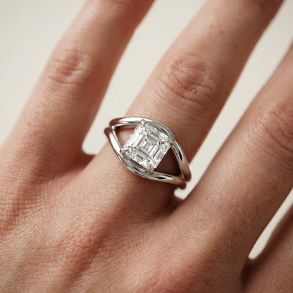 Asscher Cut Lab Grown Diamond Ring in Platinum