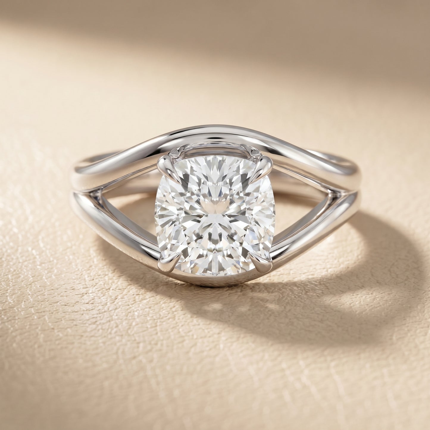 Cushion Cut Lab Grown Diamond Ring in Platinum