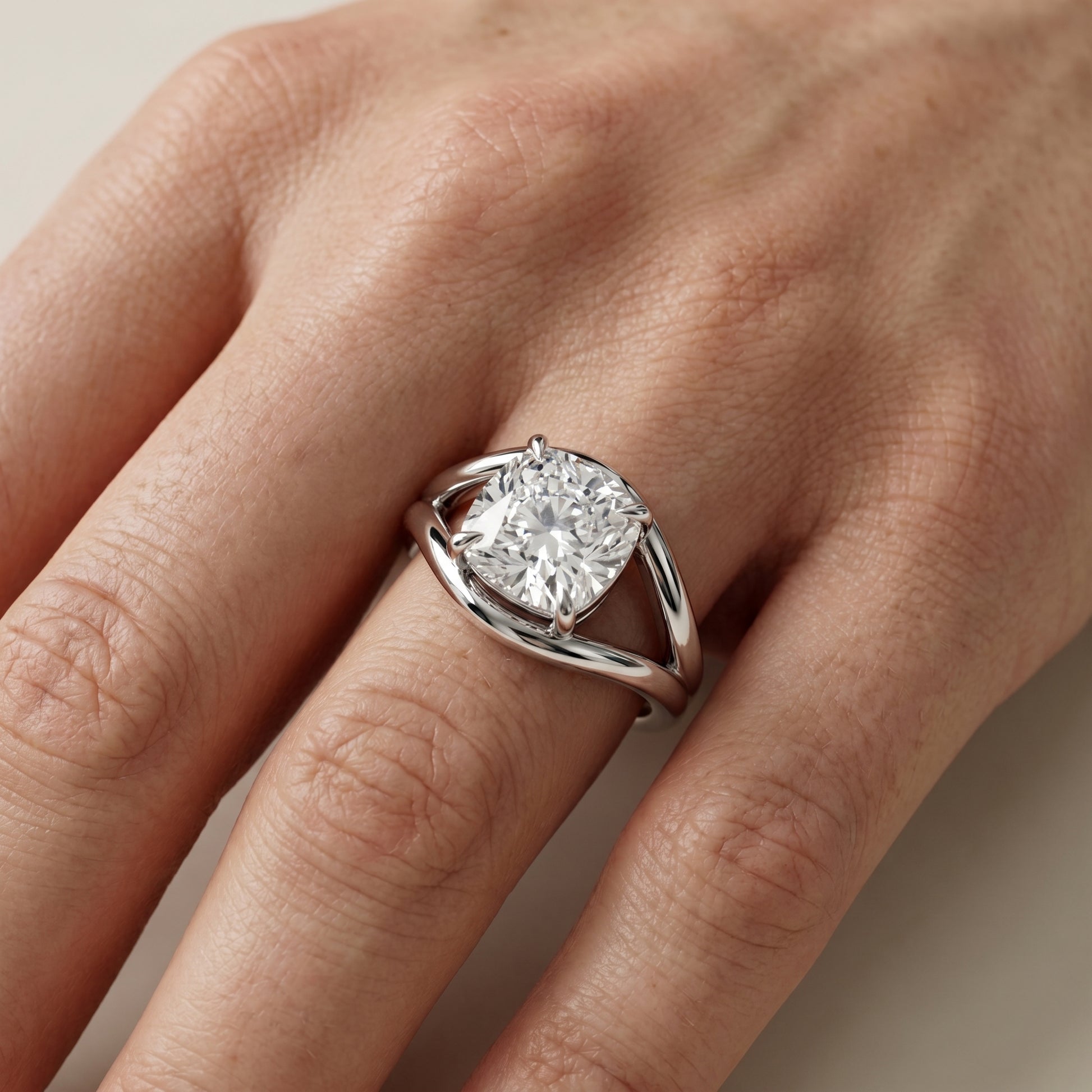 Cushion Cut Lab Grown Diamond Ring in White Gold