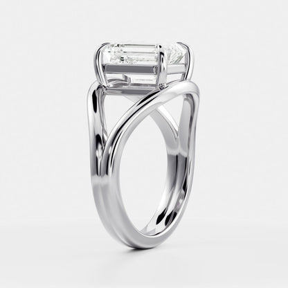 Emerald Cut Lab Grown Diamond Ring in Platinum