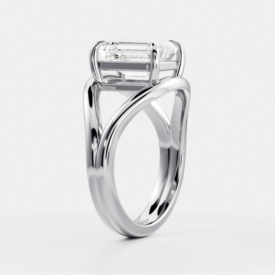Emerald Cut Lab Grown Diamond Ring in Platinum