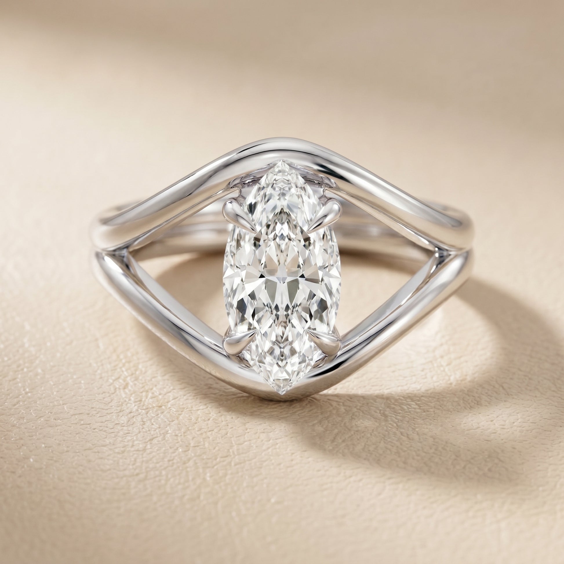 Marquise Cut Lab Grown Diamond Ring in Platinum