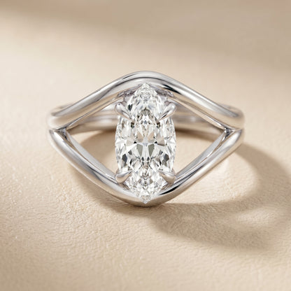 Marquise Cut Lab Grown Diamond Ring in Platinum
