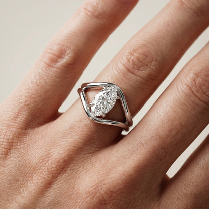 Marquise Cut Lab Grown Diamond Ring in Platinum