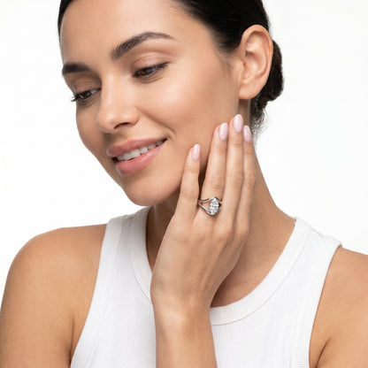 Marquise Cut Lab Grown Diamond Ring in Silver