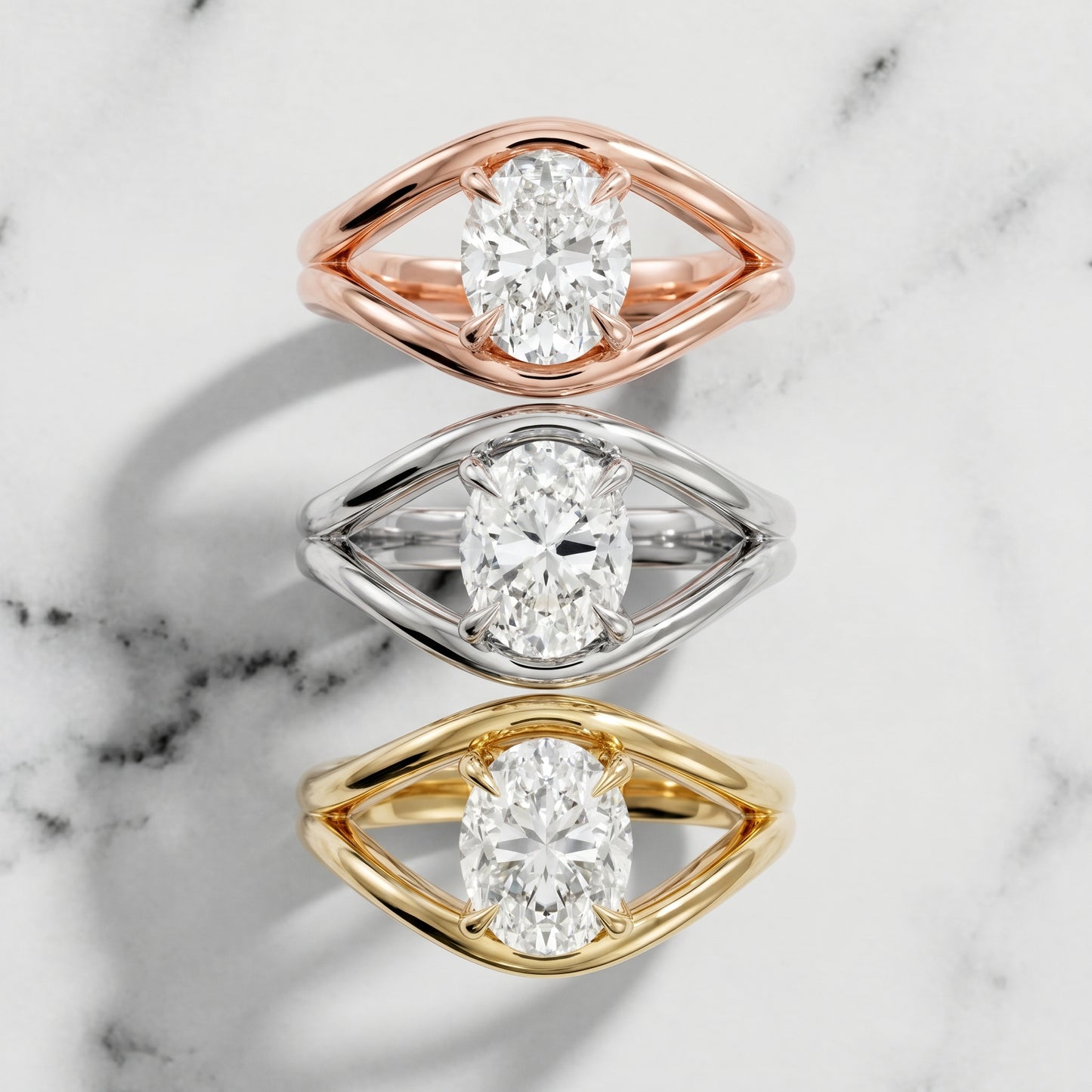 Oval Cut Lab Grown Diamond Ring in White Gold