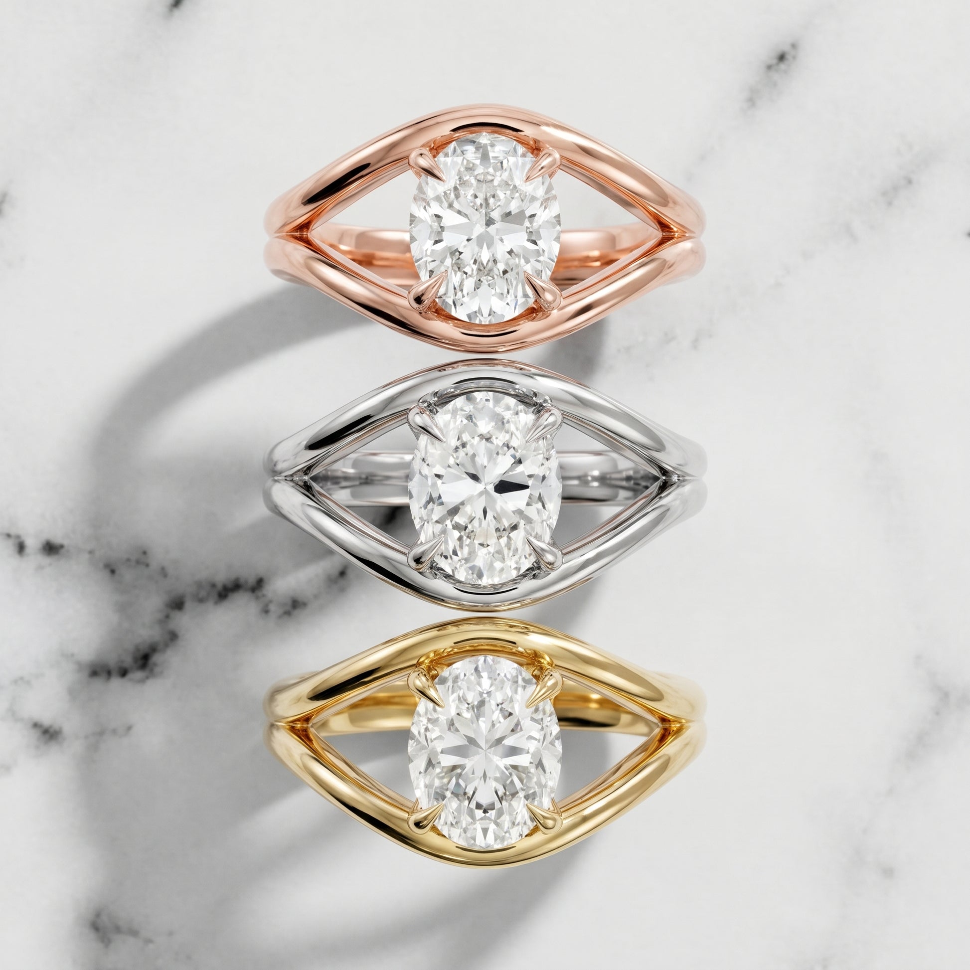 Oval Cut Lab Grown Diamond Ring in White Gold