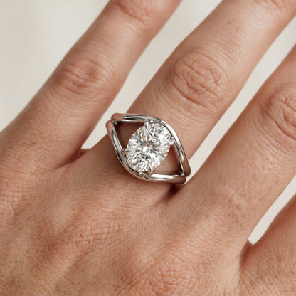 Oval Cut Lab Grown Diamond Ring in Platinum