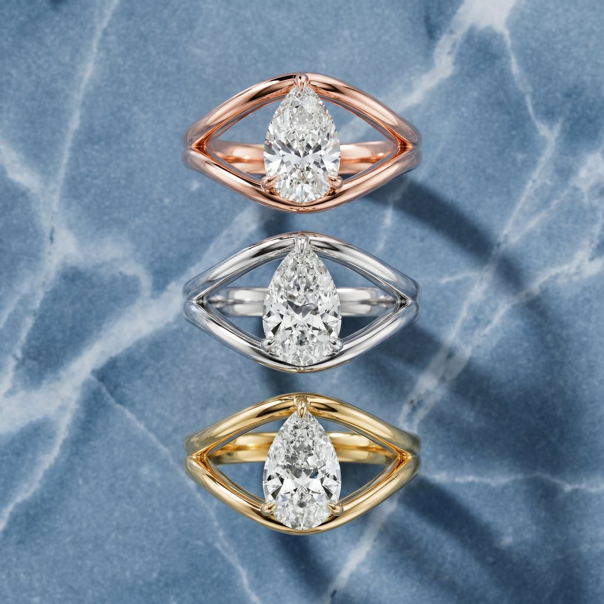 Pear Cut Lab Grown Diamond Ring in Silver