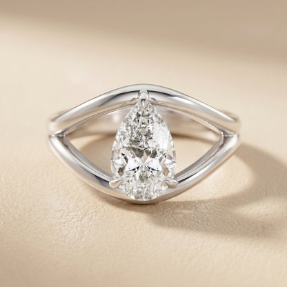 Pear Cut Lab Grown Diamond Ring in Platinum