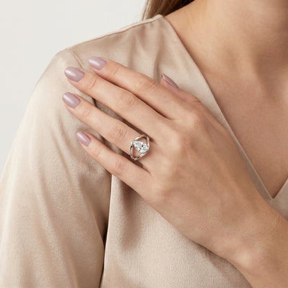 Pear Cut Lab Grown Diamond Ring in Silver