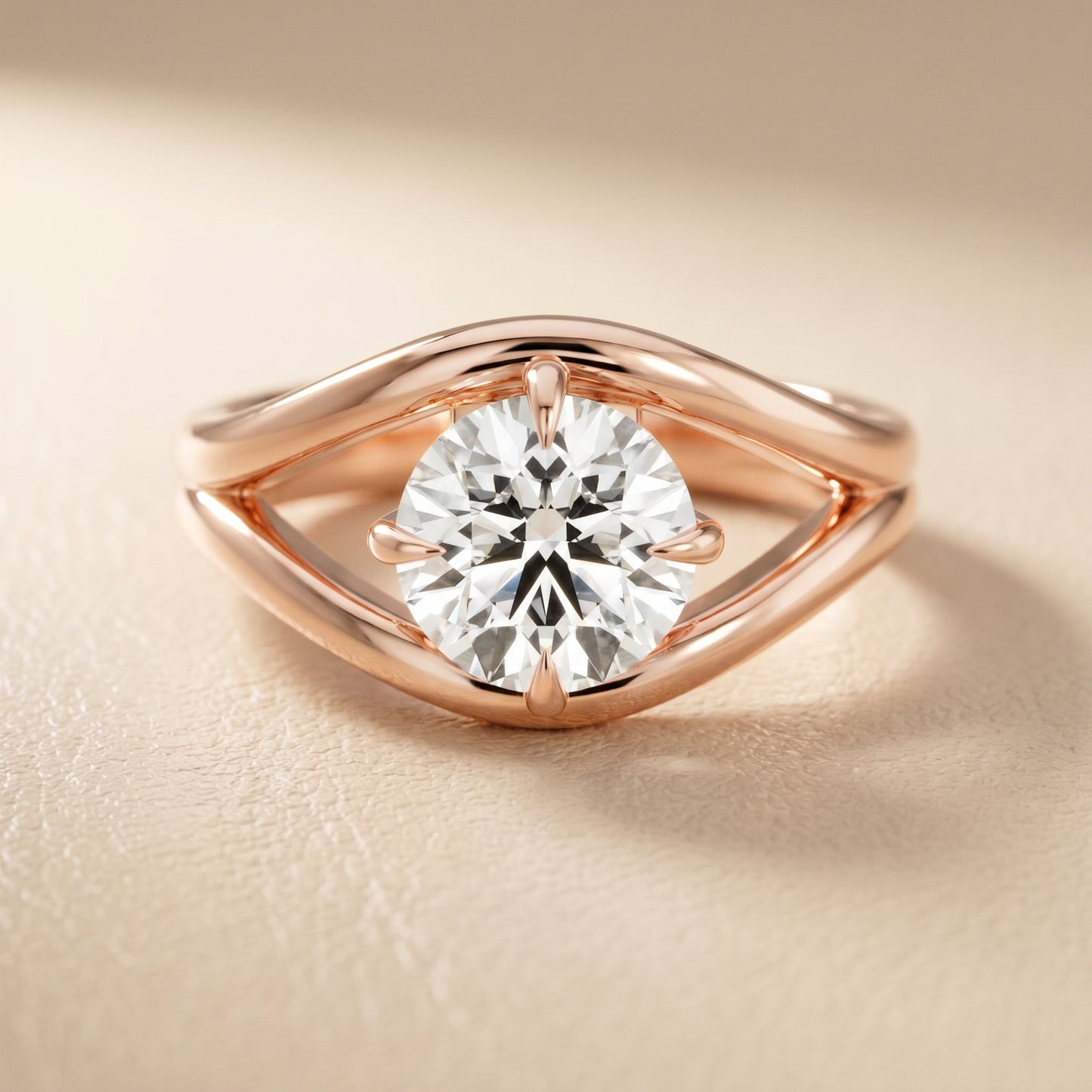 Round Cut Lab Grown Diamond Ring in Rose Gold