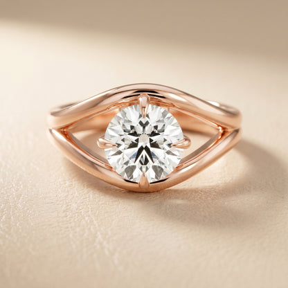 Round Cut Lab Grown Diamond Ring in Rose Gold