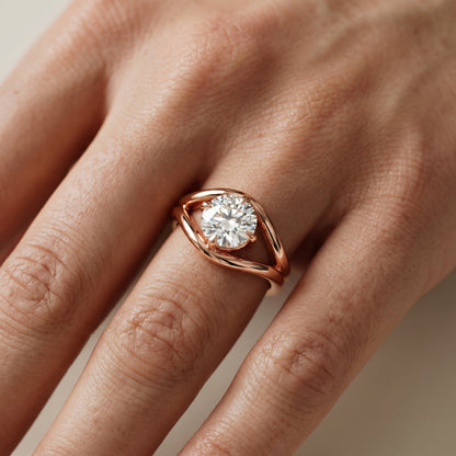 Round Cut Lab Grown Diamond Ring in Rose Gold