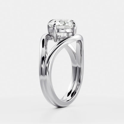 Round Cut Lab Grown Diamond Ring in White Gold