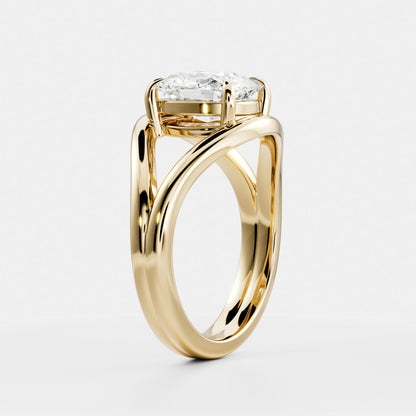 Cushion Cut Lab Grown Diamond Ring in Yellow Gold
