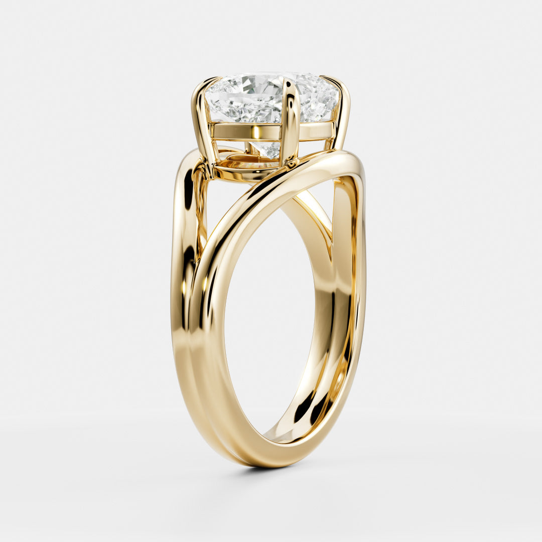 Cushion Cut Lab Grown Diamond Ring in Yellow Gold