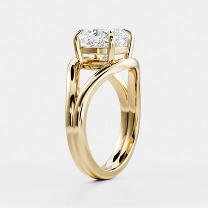 Cushion Cut Lab Grown Diamond Ring in Yellow Gold