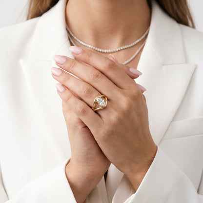 Marquise Cut Lab Grown Diamond Ring in Yellow Gold