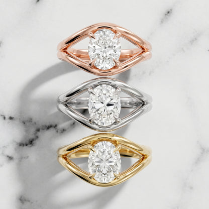 Oval Cut Lab Grown Diamond Ring in Yellow Gold