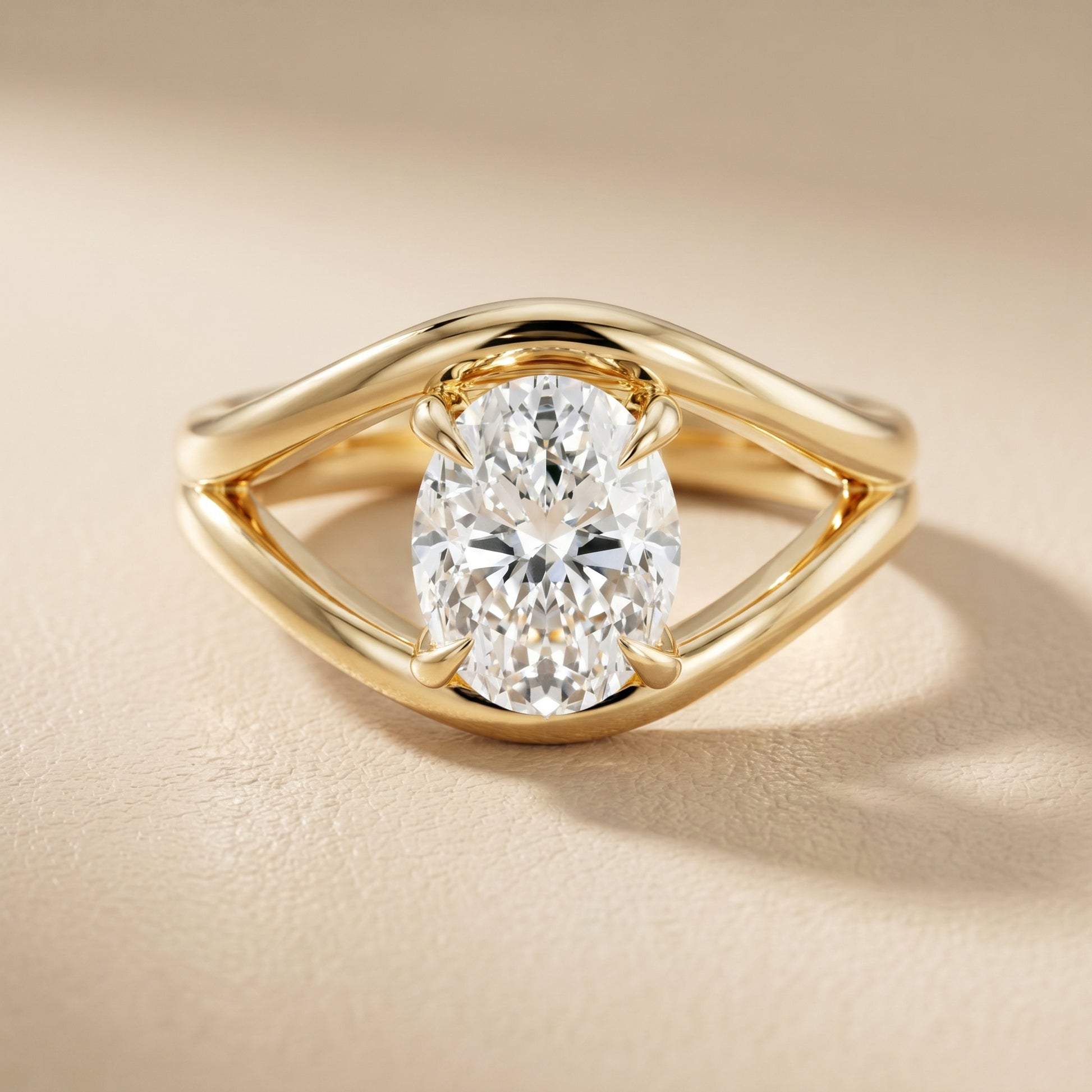 Oval Cut Lab Grown Diamond Ring in Yellow Gold