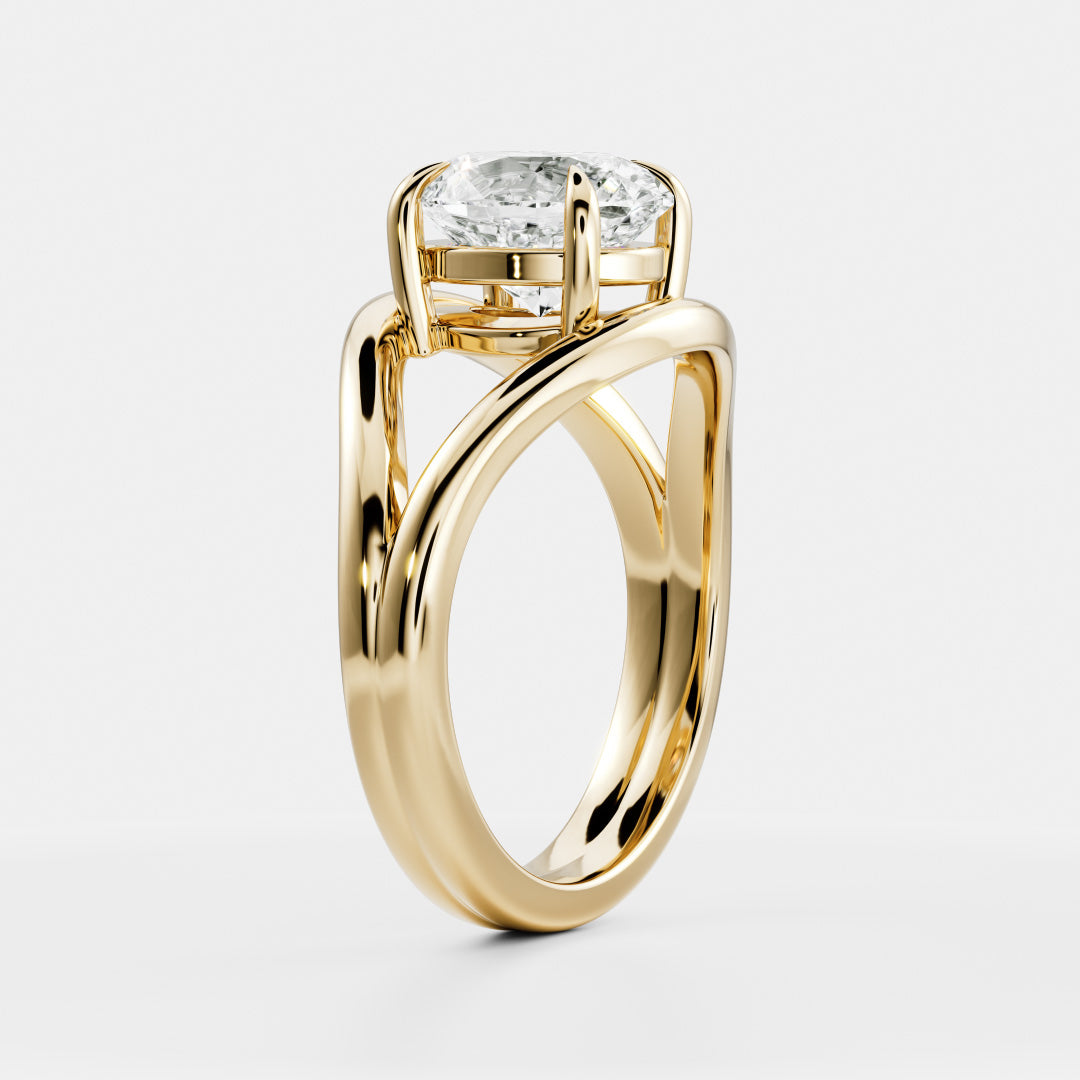 Oval Cut Lab Grown Diamond Ring in Yellow Gold