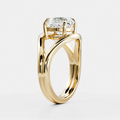 Oval Cut Lab Grown Diamond Ring in Yellow Gold