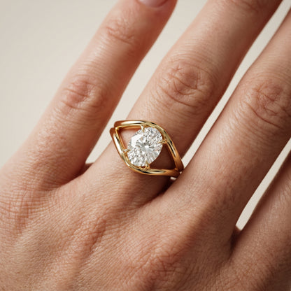Oval Cut Lab Grown Diamond Ring in Yellow Gold