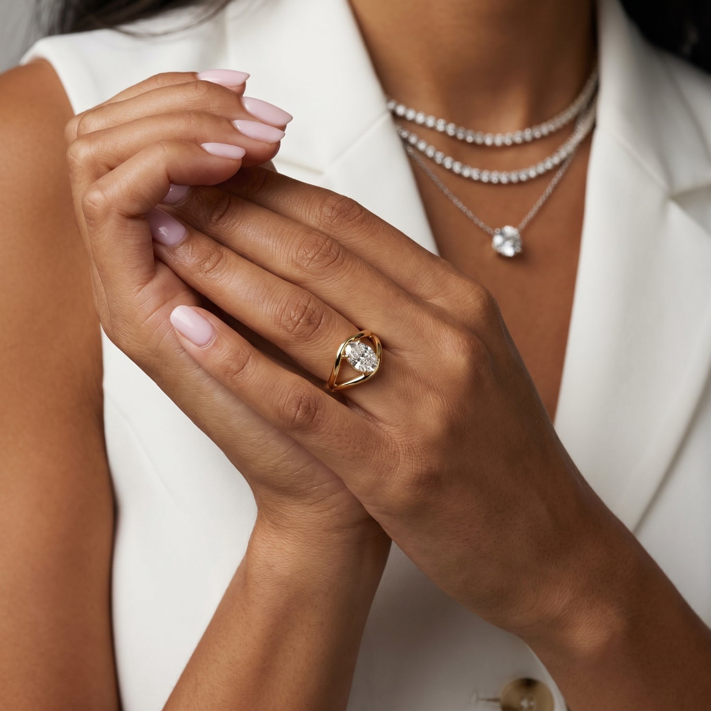 Oval Cut Lab Grown Diamond Ring in Yellow Gold