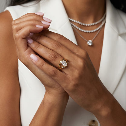 Oval Cut Lab Grown Diamond Ring in Yellow Gold