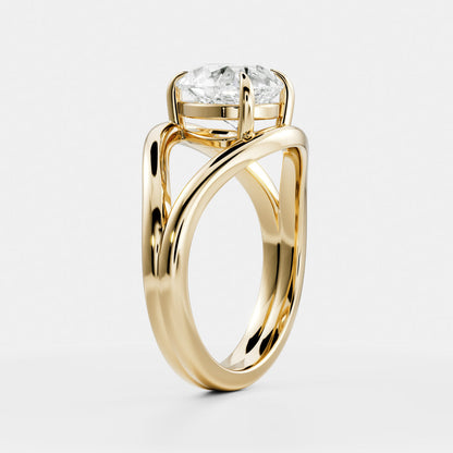 Pear Cut Lab Grown Diamond Ring in Yellow Gold