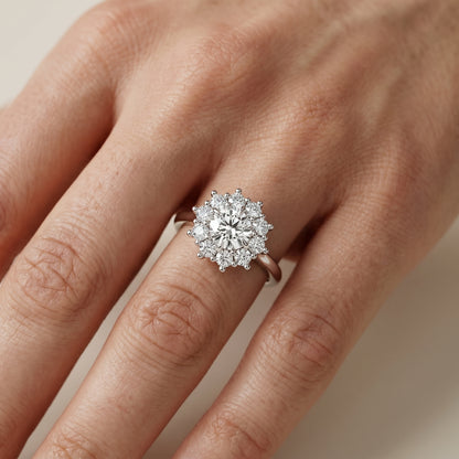 Round Cut Lab Grown Diamond Ring in White Gold