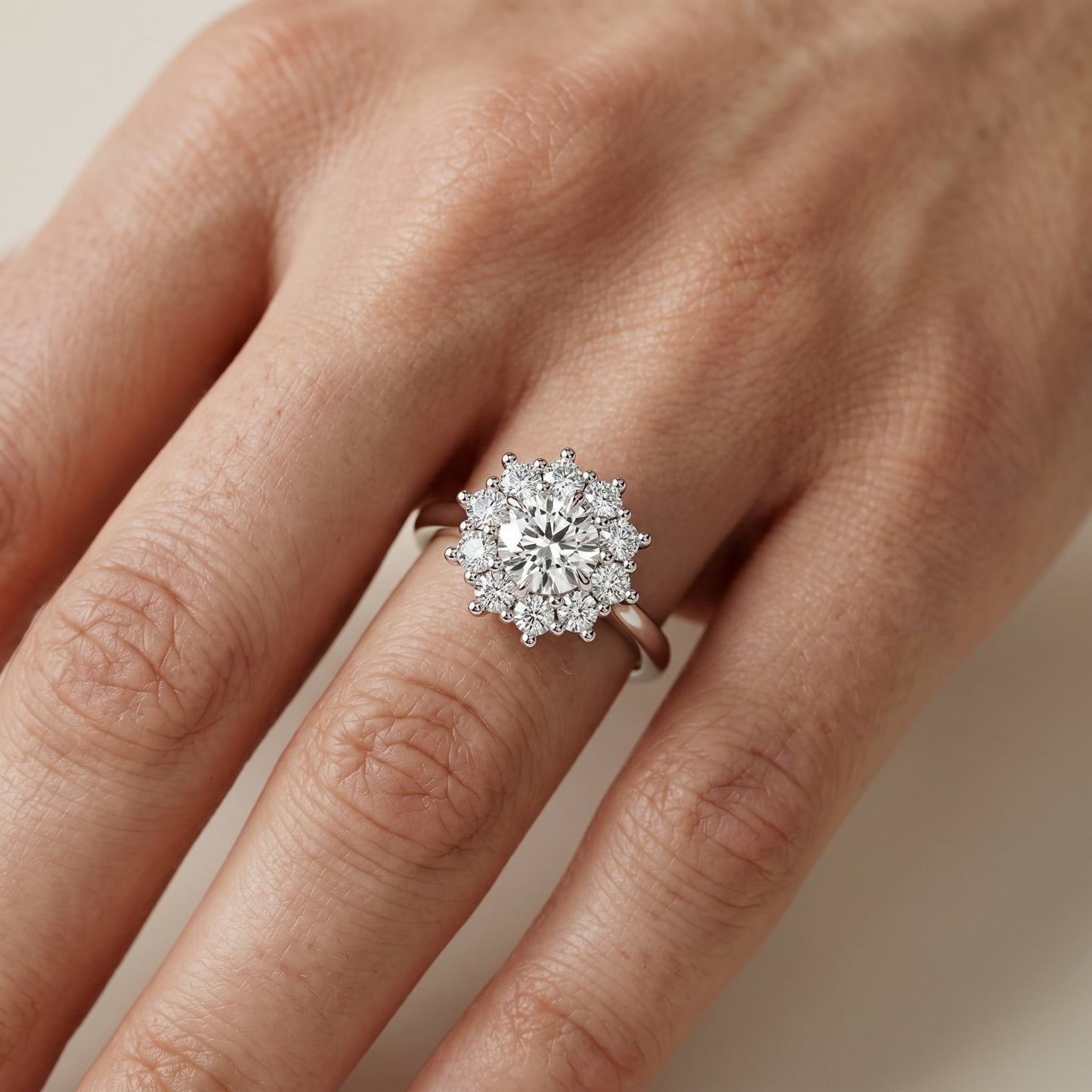 Round Cut Lab Grown Diamond Ring in Platinum