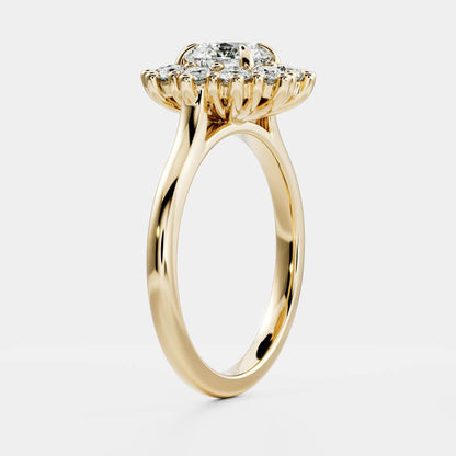 Round Cut Lab Grown Diamond Ring in Yellow Gold