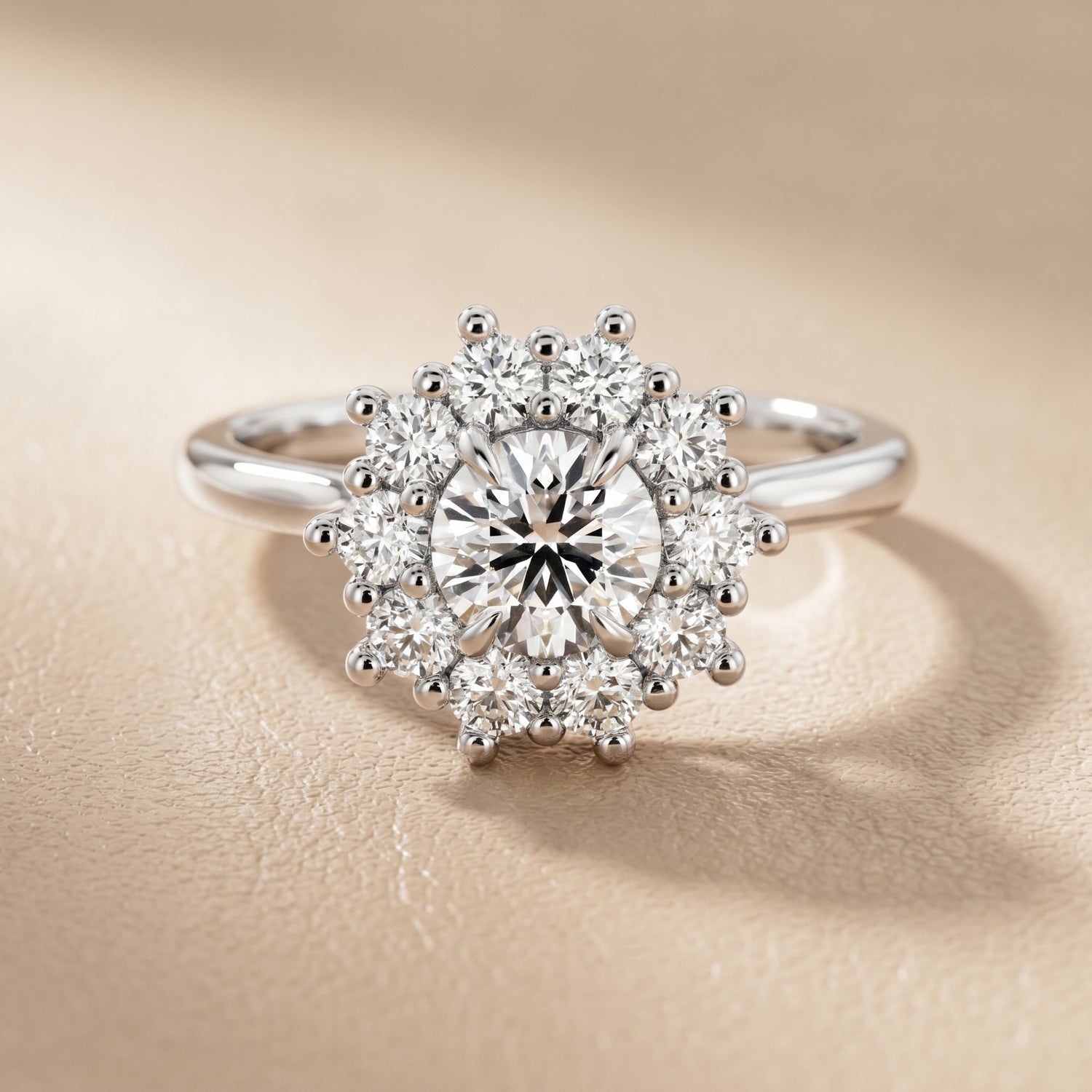 Round Cut Lab Grown Diamond Ring in Silver