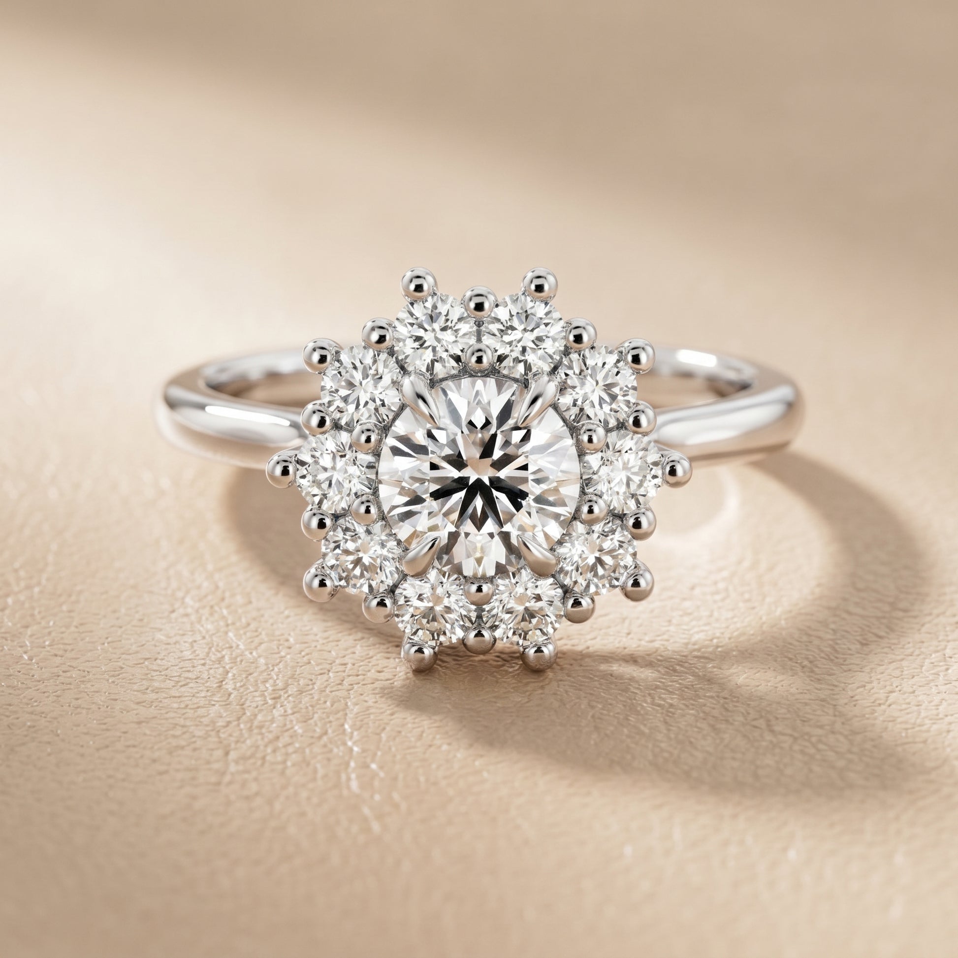 Round Cut Lab Grown Diamond Ring in Silver
